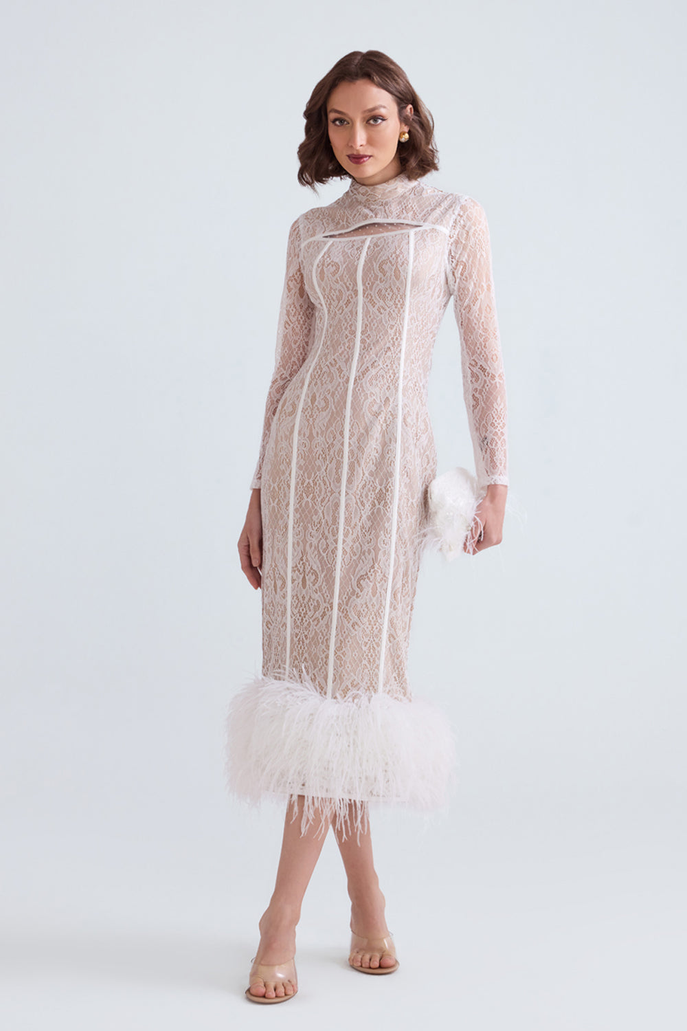 Sara Lace Feather Midi – Zabella International