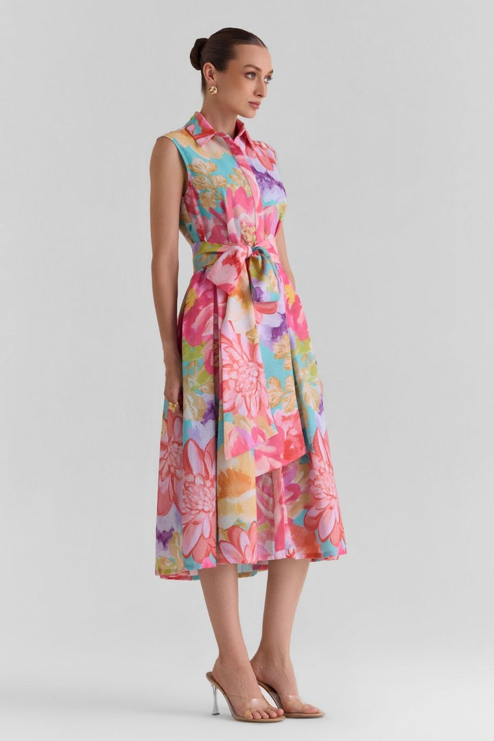 Amour Print Flared Midi Dress
