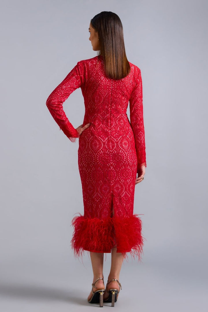 Scarlett Lace Feather Midi