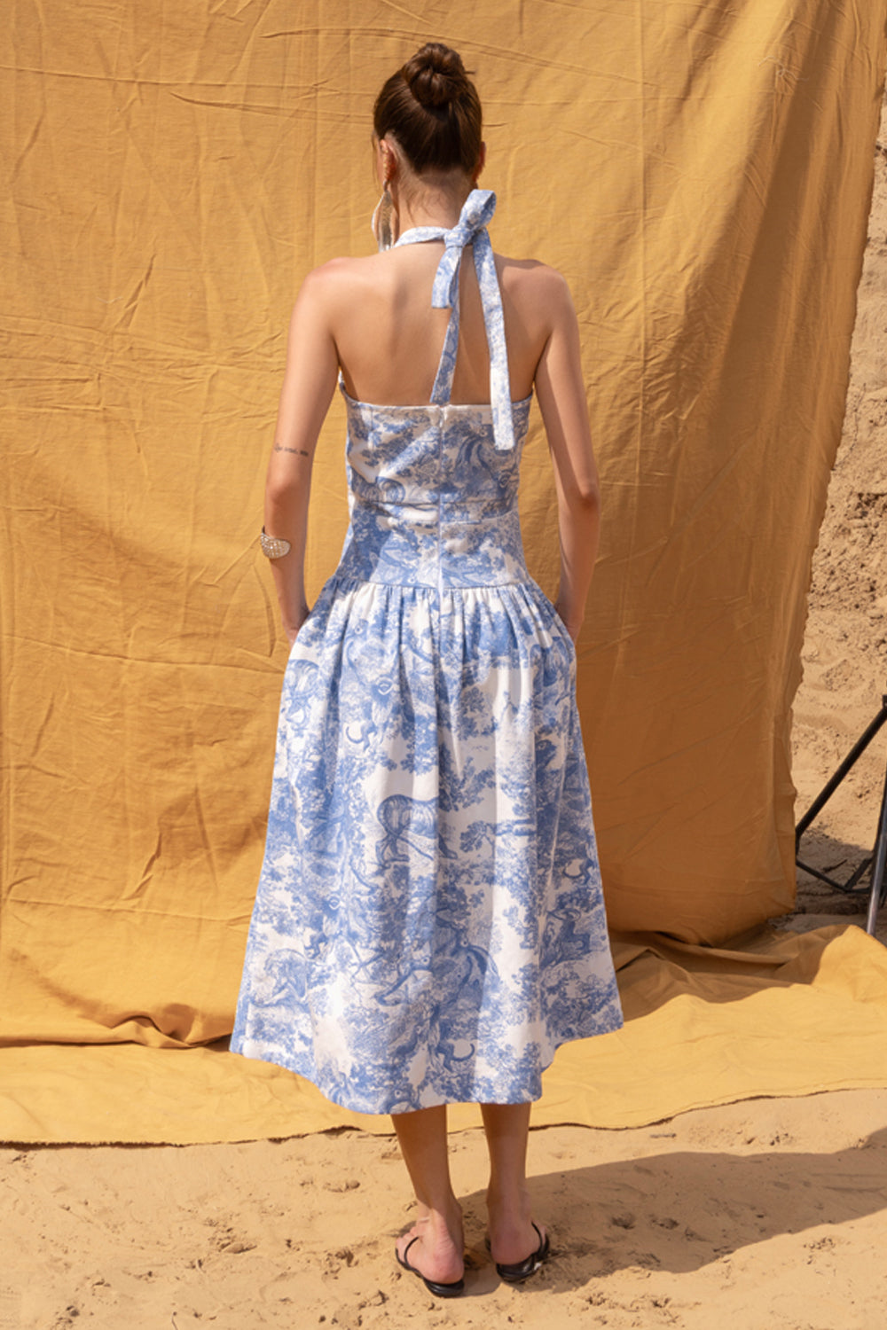 Marina Printed Denim Midi Dress