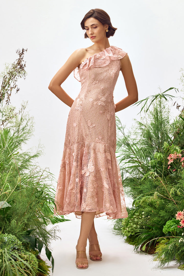 Blush Lace Midi Dress