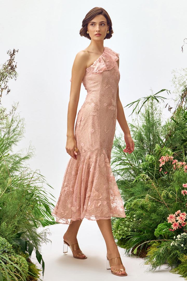 Blush Lace Midi Dress