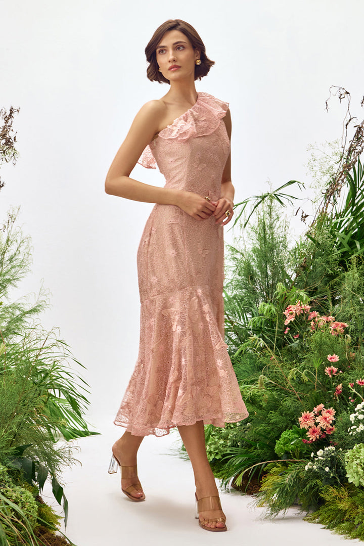 Blush Lace Midi Dress
