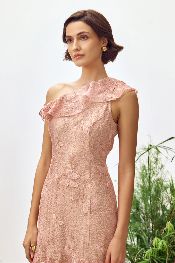 Blush Lace Midi Dress