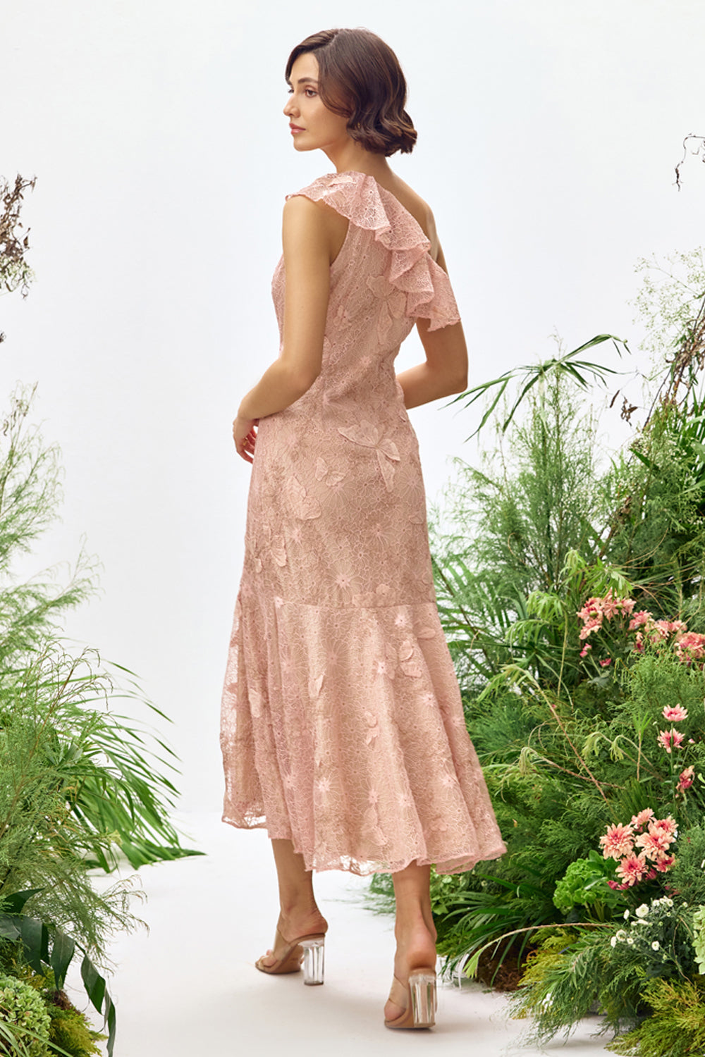 Blush Lace Midi Dress
