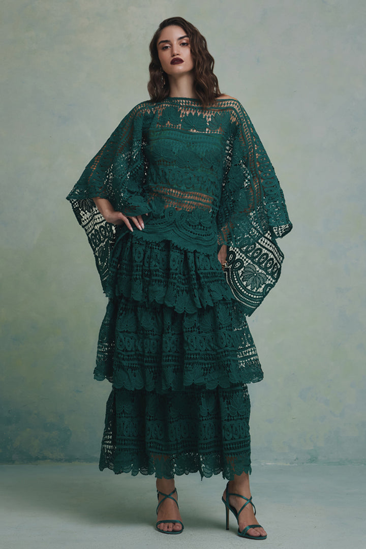 Jade Layered Top and Skirt Set