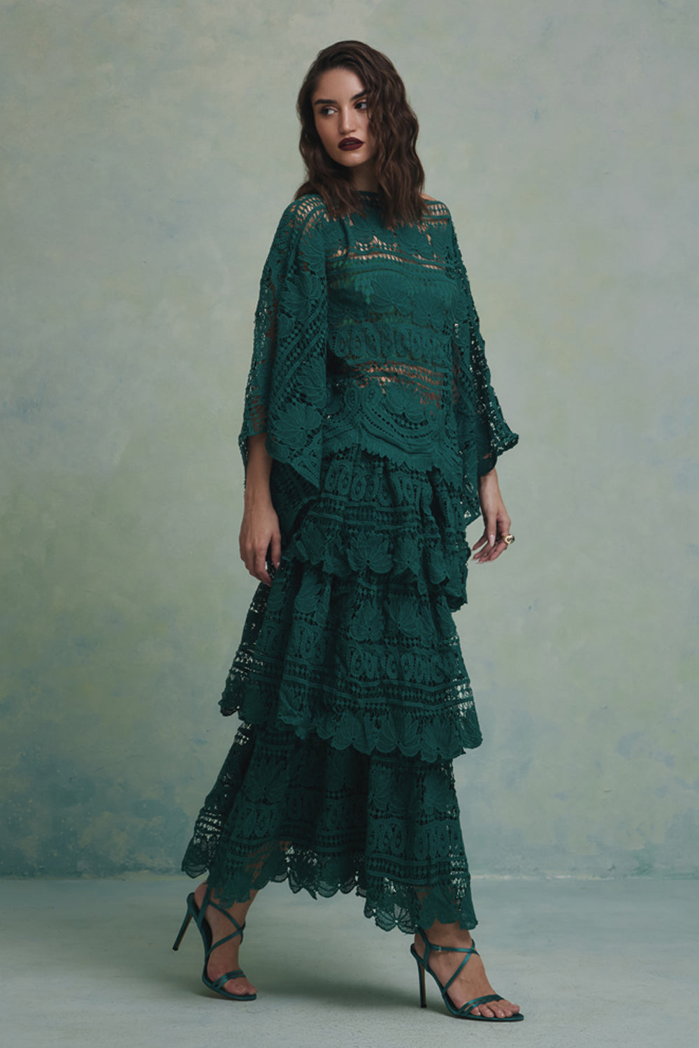 Jade Layered Top and Skirt Set