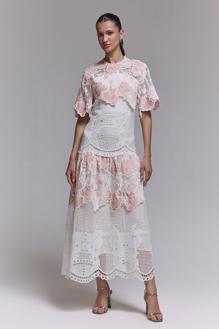 Beth Apricot Lace Dress