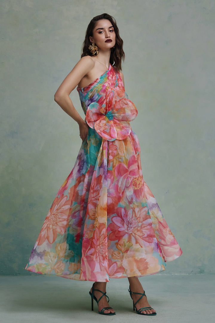 Amour Organza One Shoulder Dress - Zabella