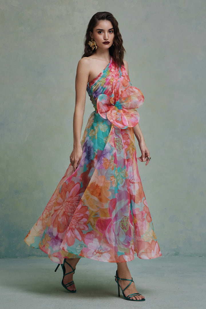 Amour Organza One Shoulder Dress - Zabella