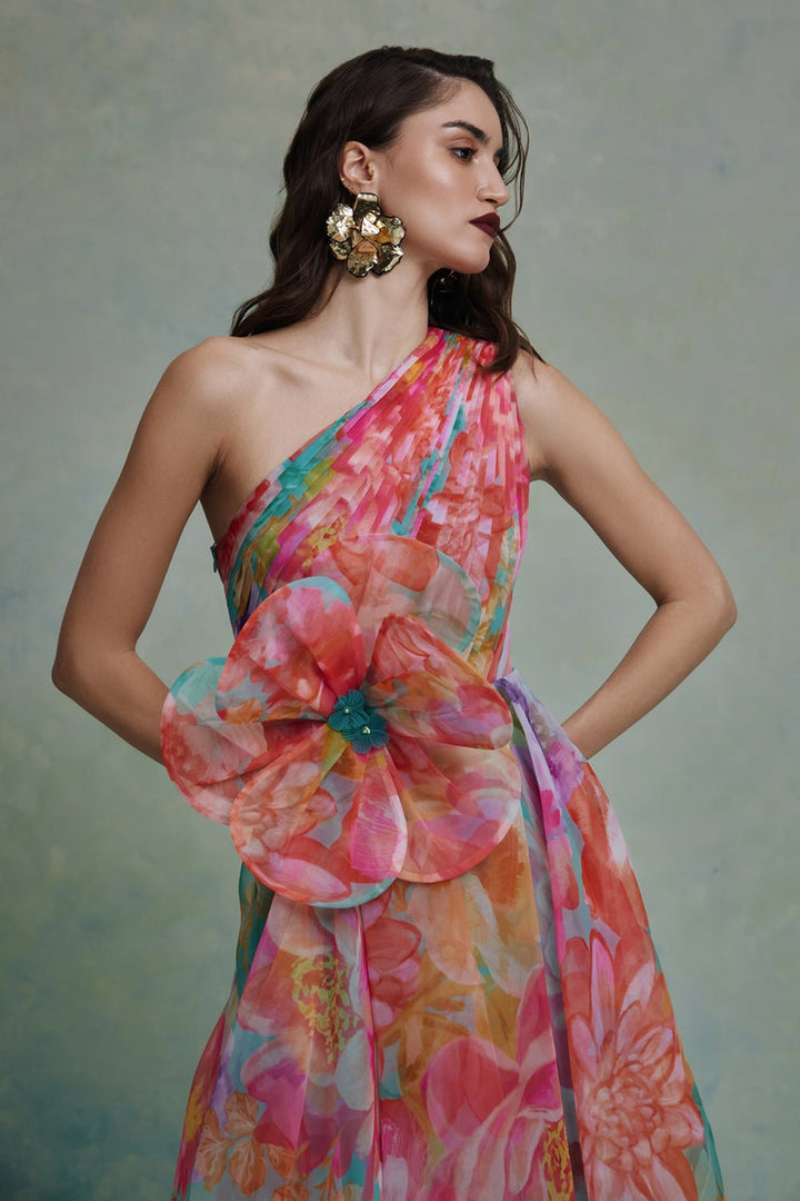 Amour Organza One Shoulder Dress - Zabella