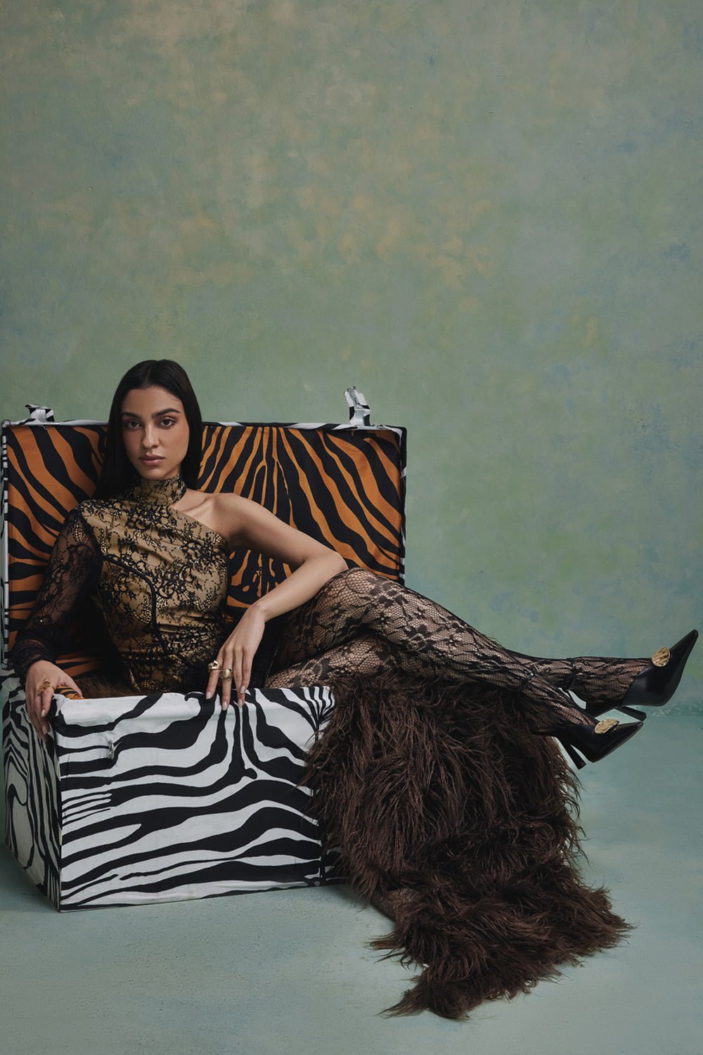 Bella One Shoulder Feather Mini Dress - Zabella