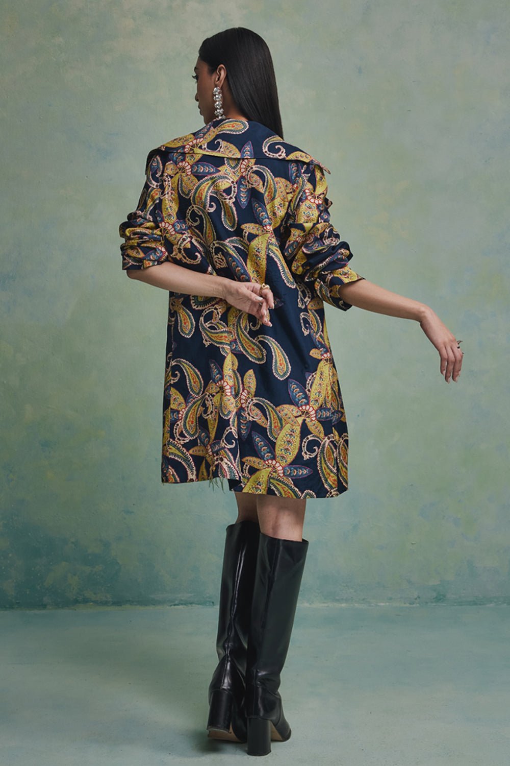 Blue Baroque Feather Jacket - Zabella