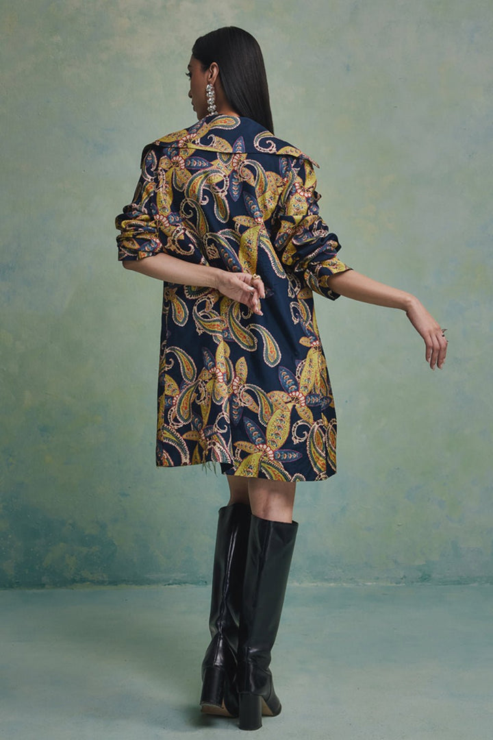 Blue Baroque Feather Jacket - Zabella