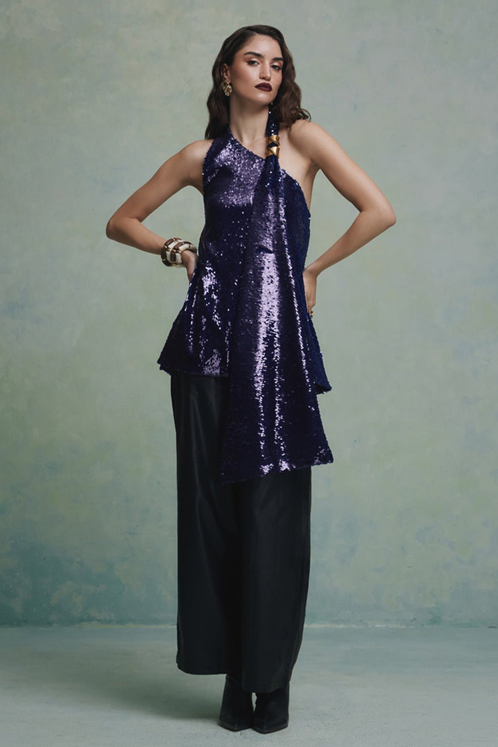 Hana Sequin Scarf Top - Zabella