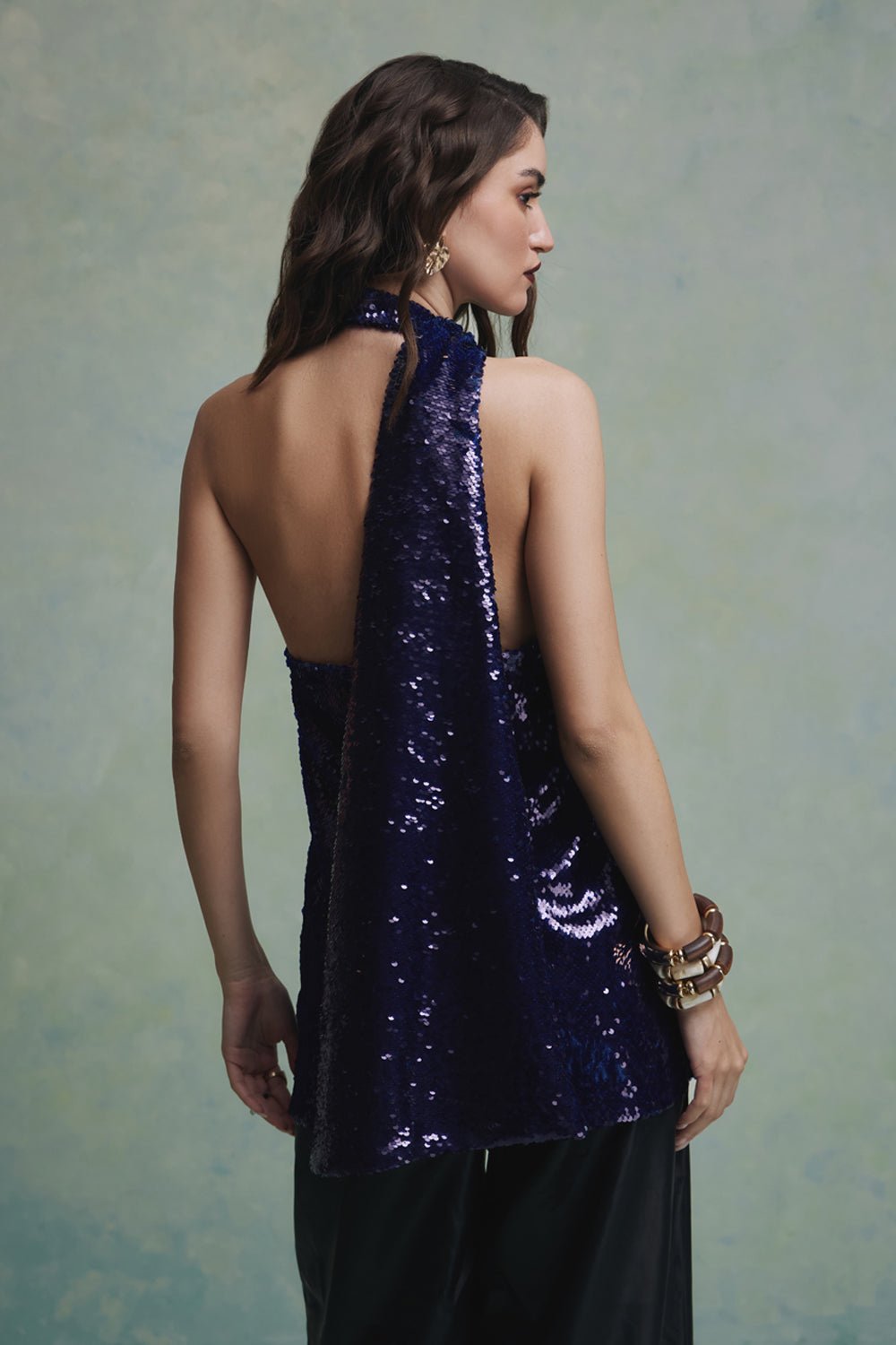 Hana Sequin Scarf Top - Zabella