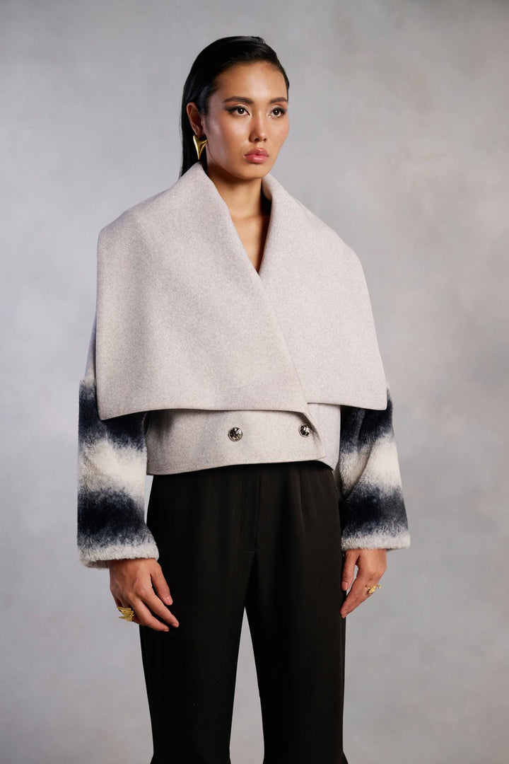 Imani Grey Suede and Fur Jacket - Zabella