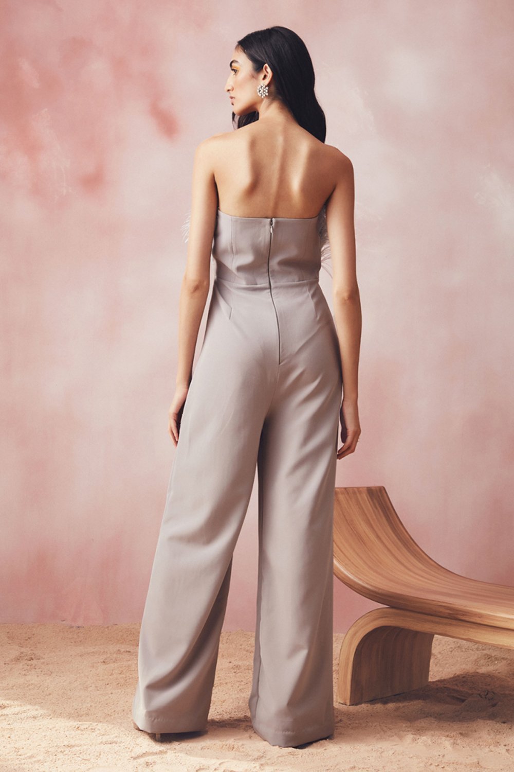 Ishani Mitraa In Our Grey Feather Jumpsuit - Zabella