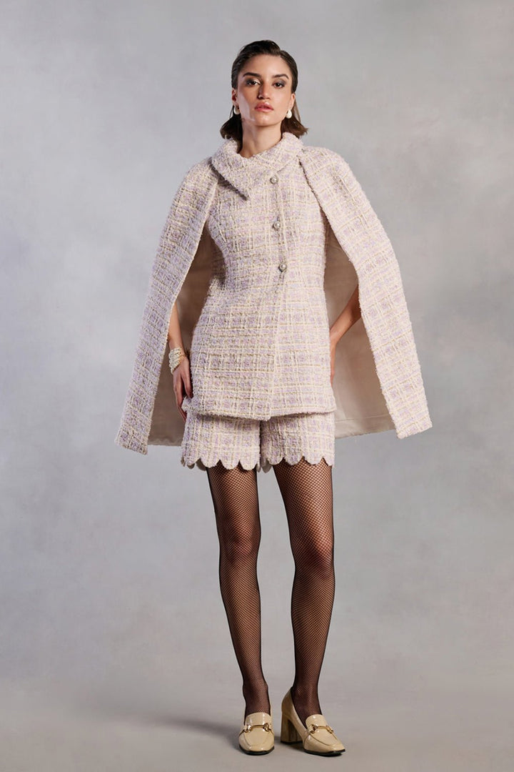 Laila Lilac Coat and Shorts With Cape - Zabella