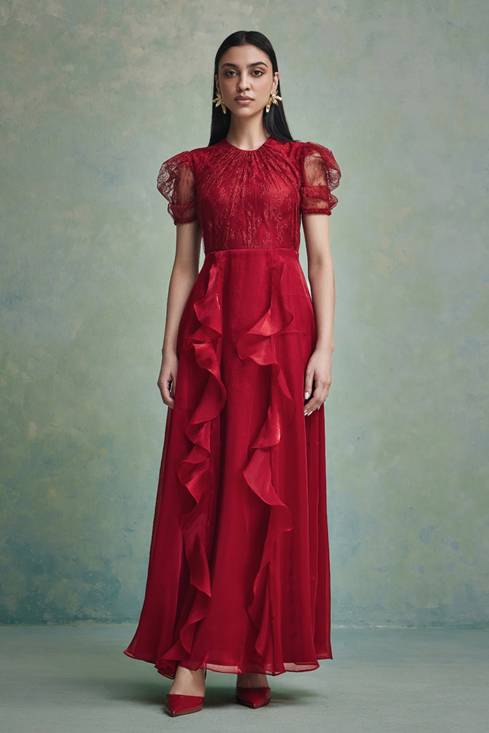 Mira Ruffle Lace Maxi Dress - Zabella