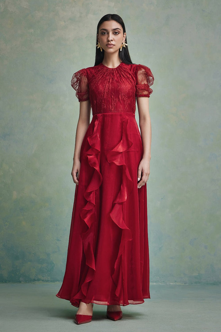 Mira Ruffle Lace Maxi Dress - Zabella