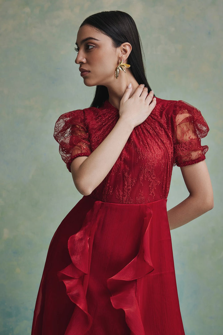 Mira Ruffle Lace Maxi Dress - Zabella