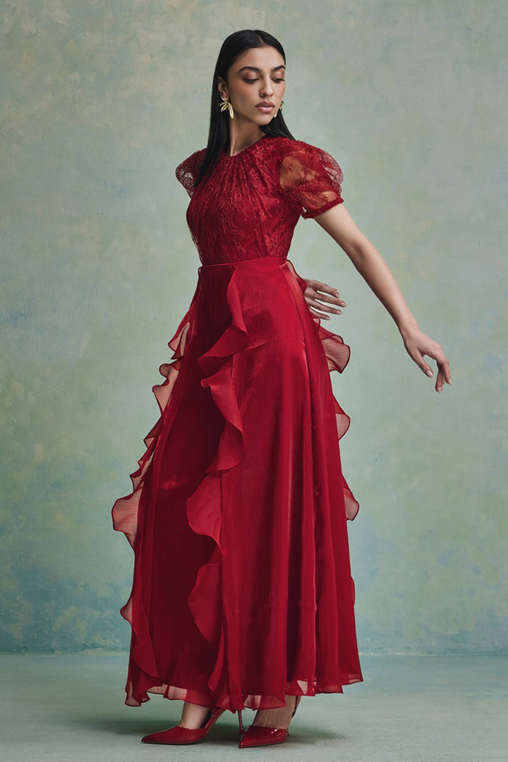 Mira Ruffle Lace Maxi Dress - Zabella