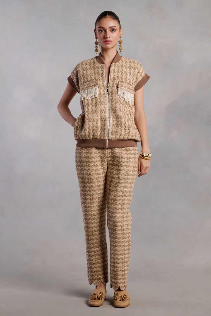 Regan Tan Tweed Pants - Zabella