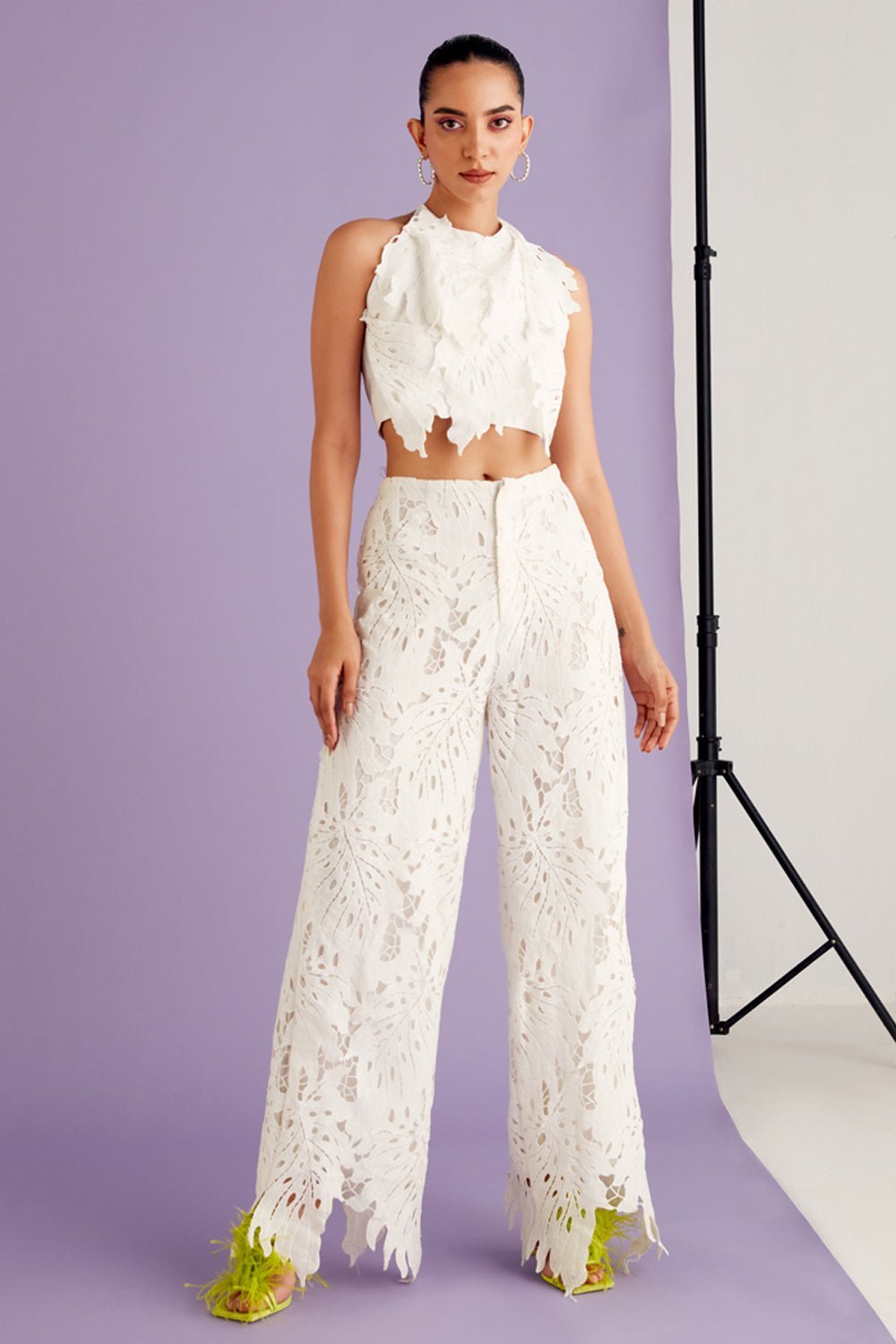 Sharnamli In Our Leaflet Lace Top & Pants Set - Zabella