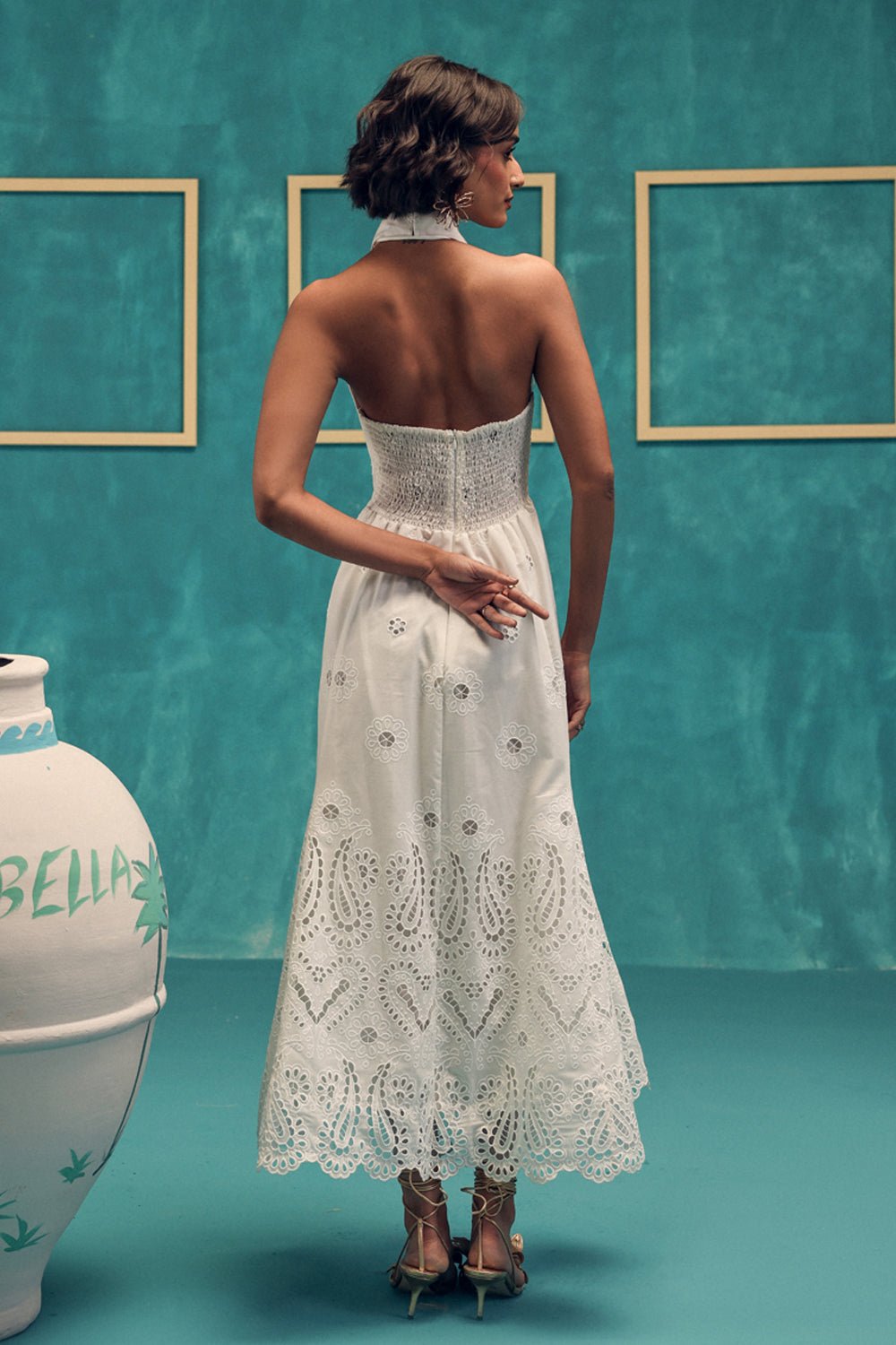 Sierra Cutwork Midi Dress - Zabella