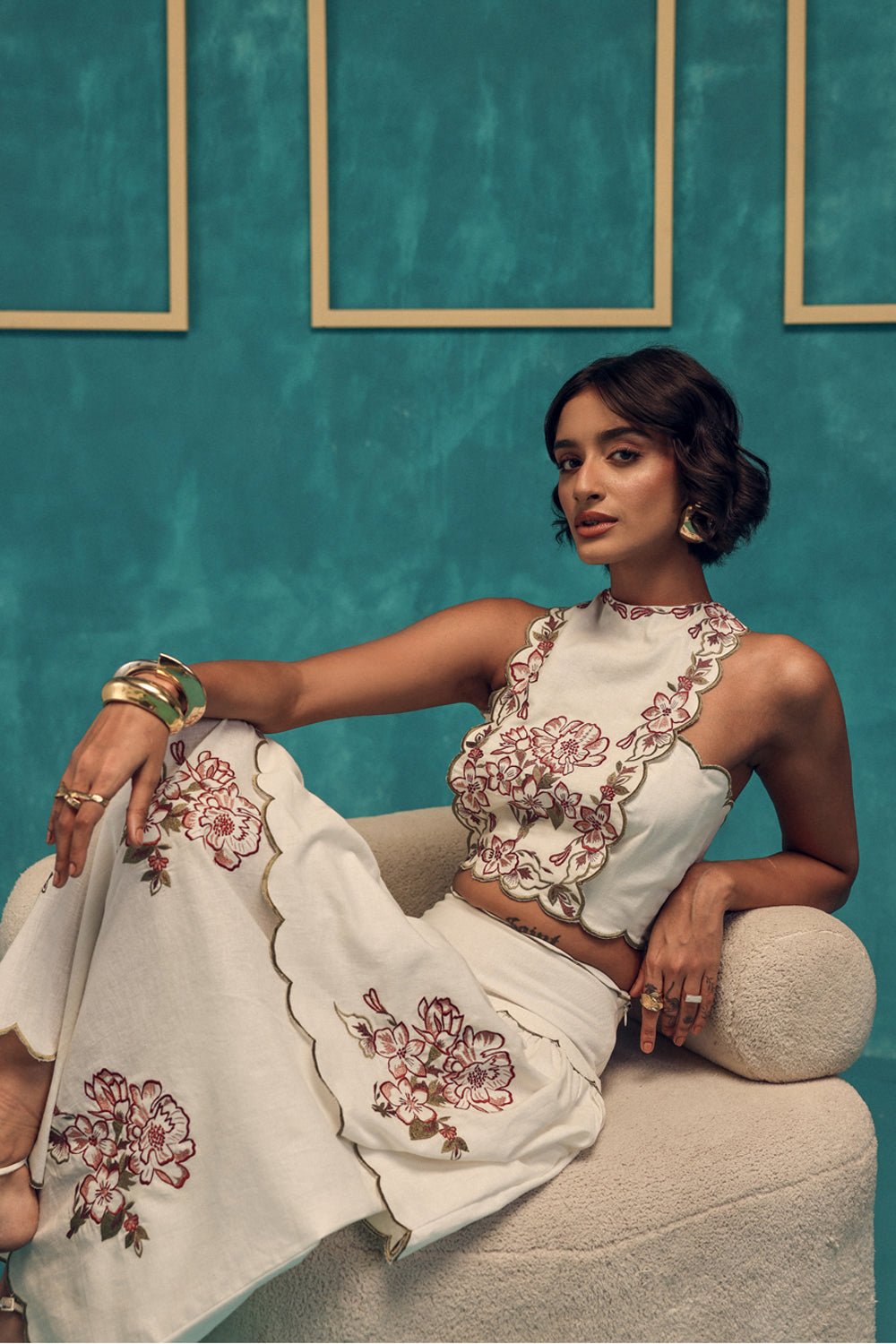 Sway Embroidered Linen Skirt - Zabella