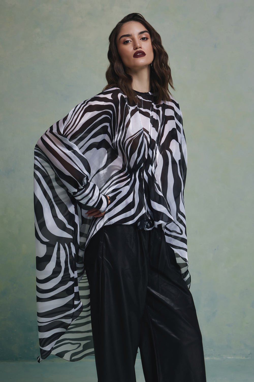 Wild Stripe Top With Cape - Zabella