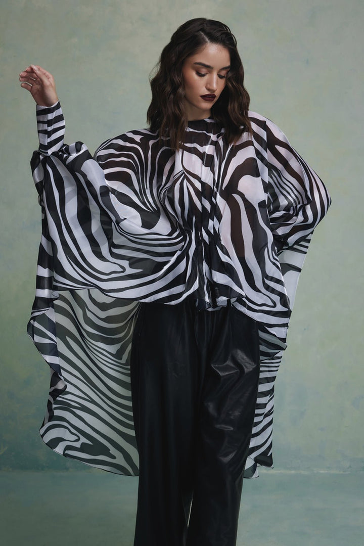 Wild Stripe Top With Cape - Zabella