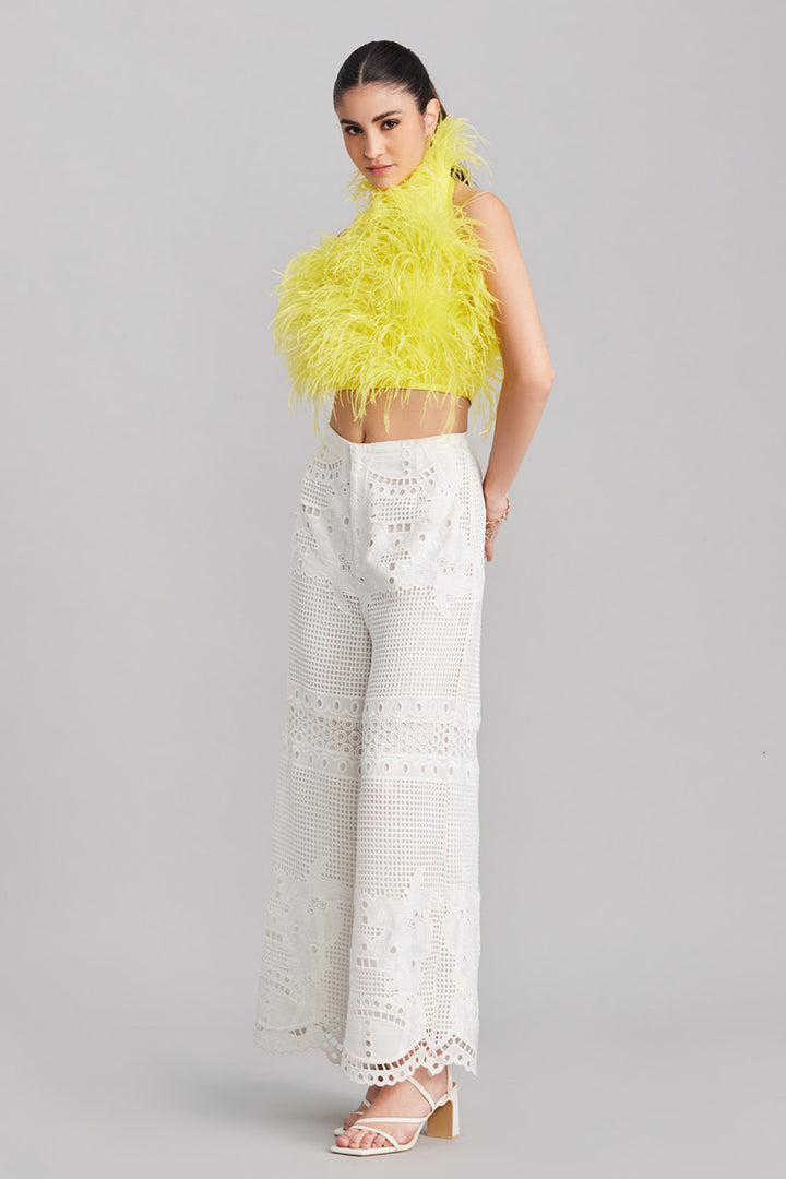 Lemon Halter Feather Top