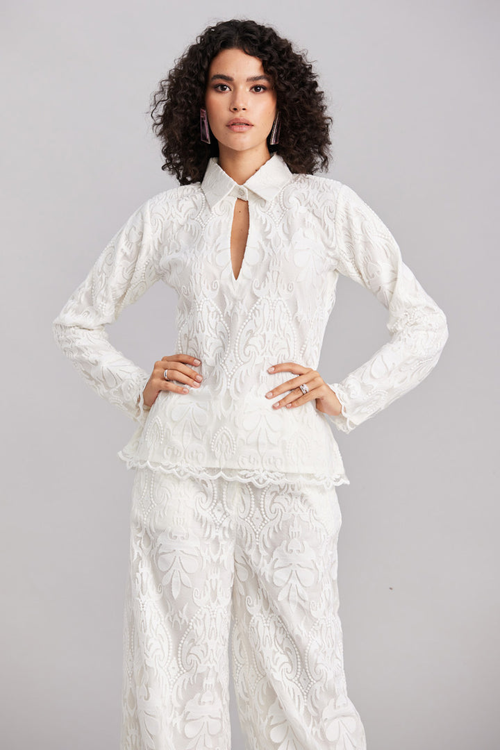 Ivory Textured Organza Co-ord Set