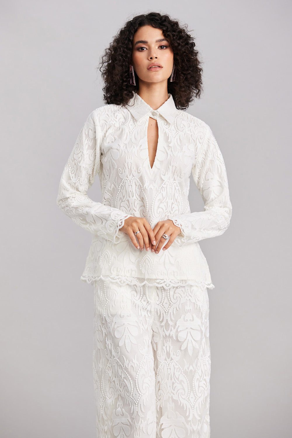 Ivory Textured Organza Co-ord Set