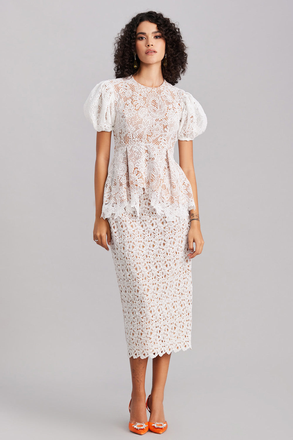 White Lace Midi Skirt