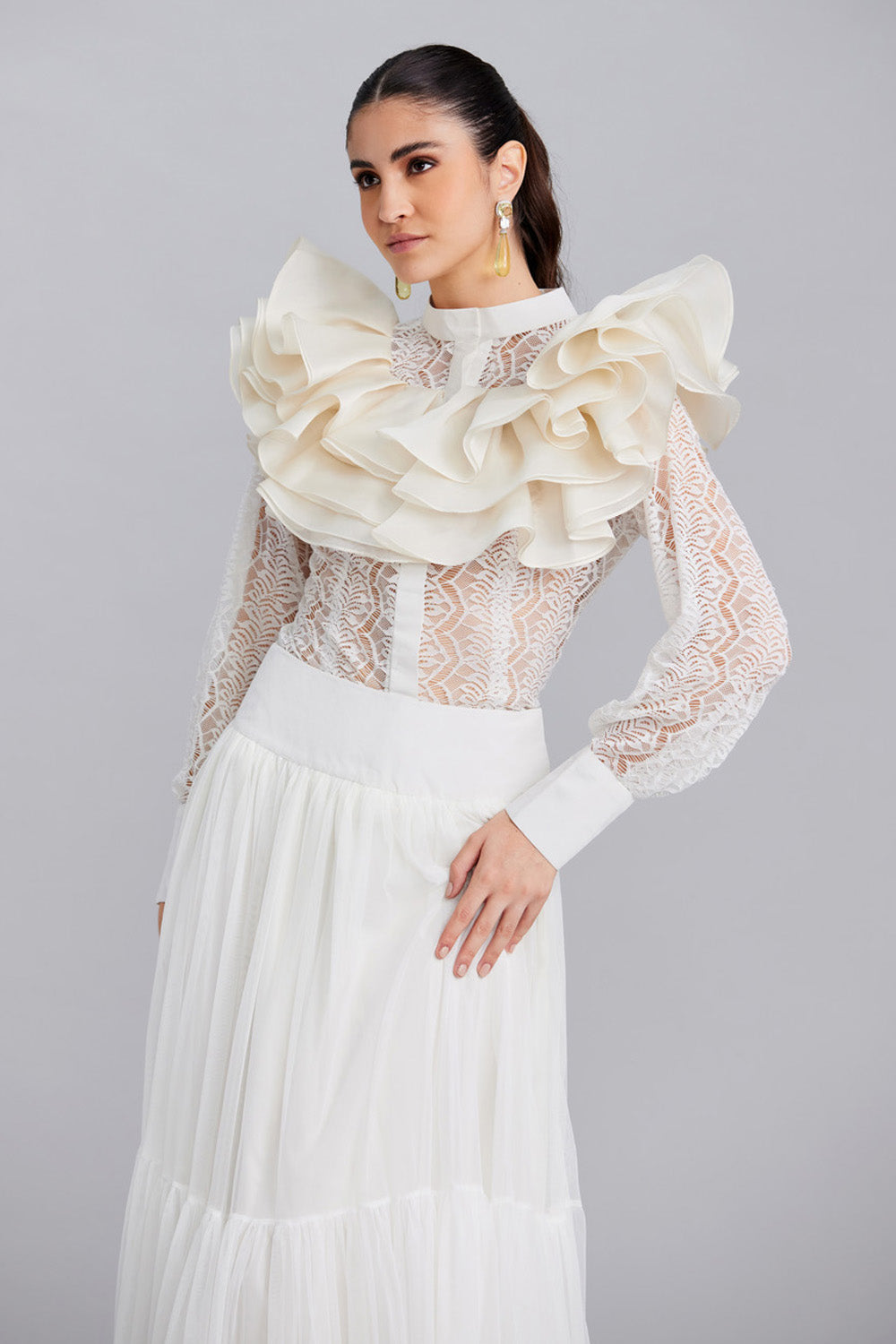 White Chantily Lace Shirt