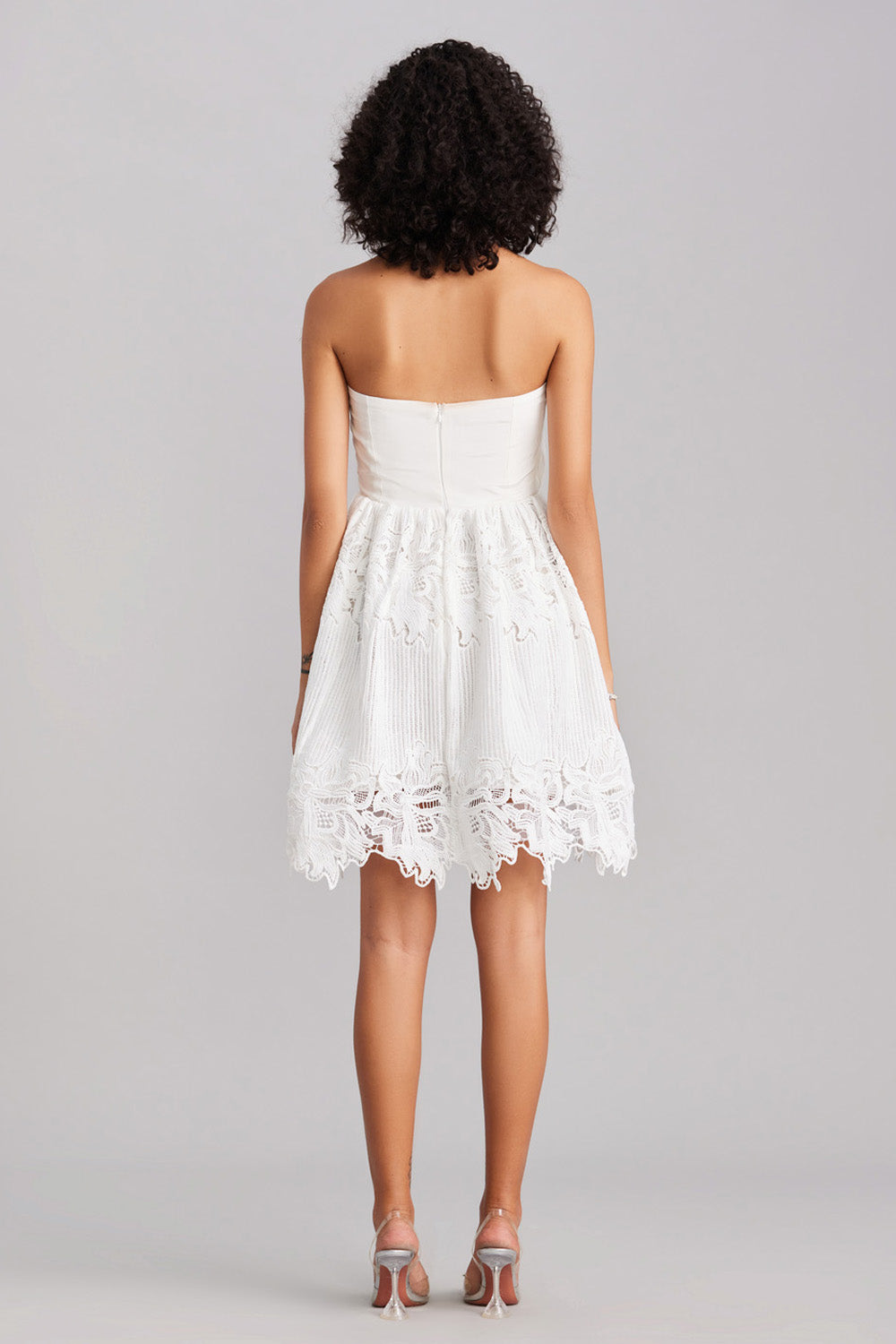 White Scallop Lace Mini Dress