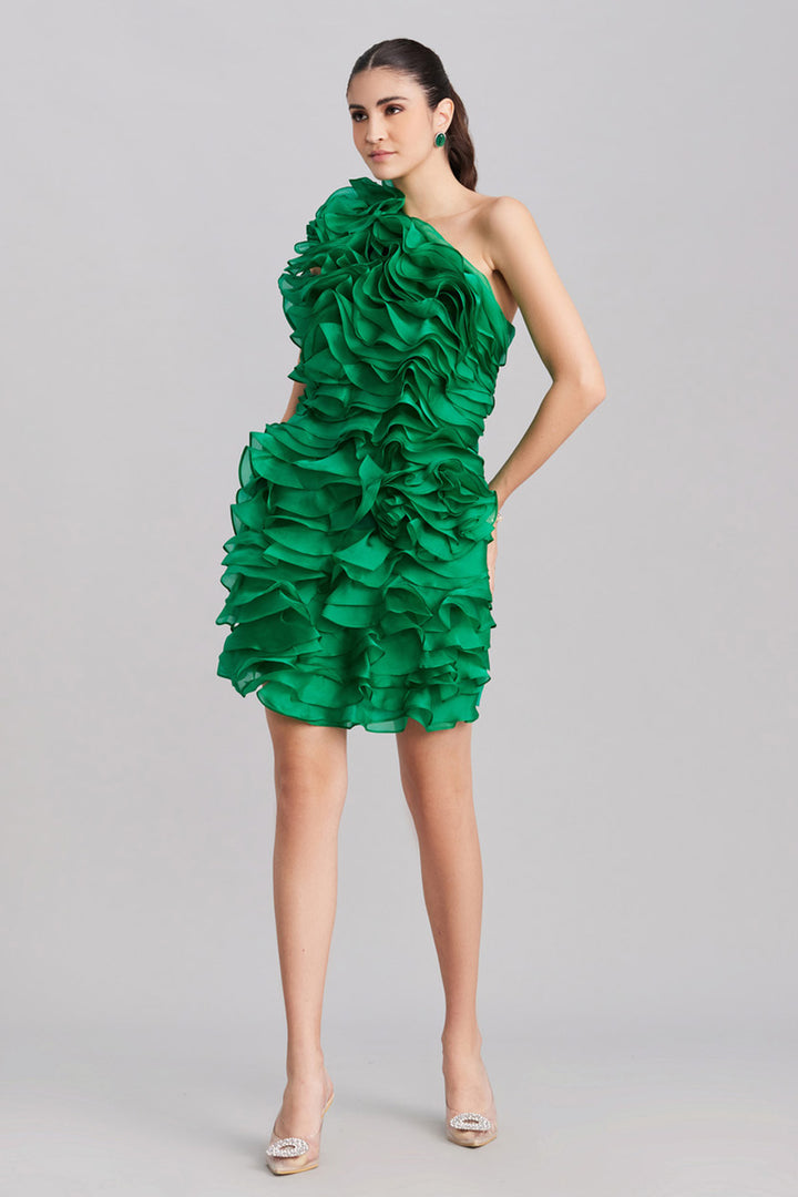 Electric Green Organza Mini Dress