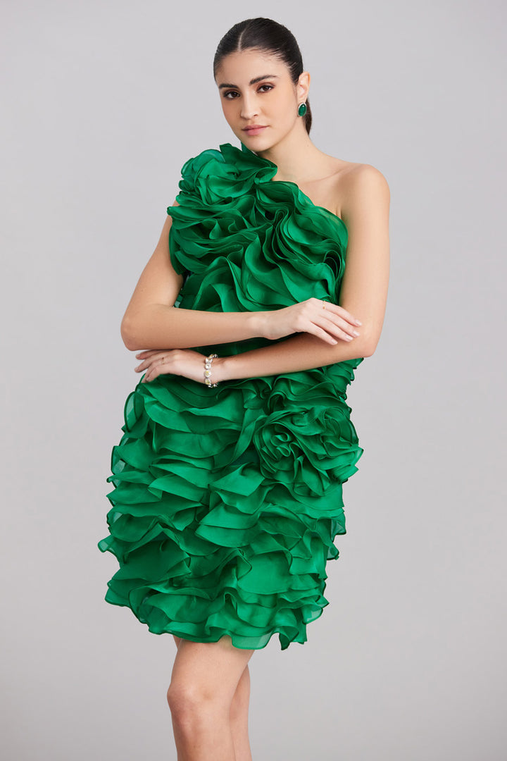 Electric Green Organza Mini Dress