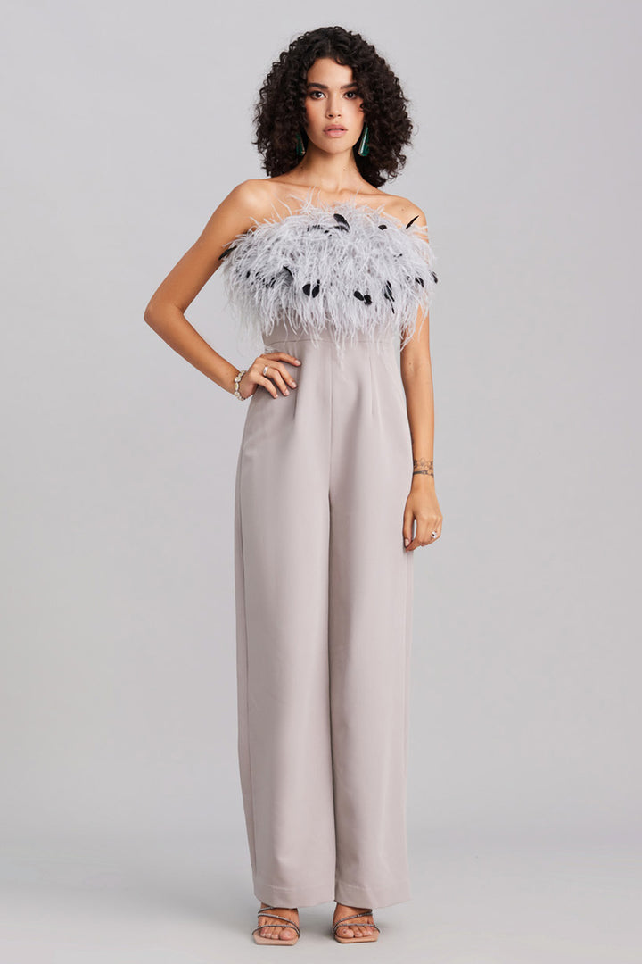 Grey Feather Jumpsuit