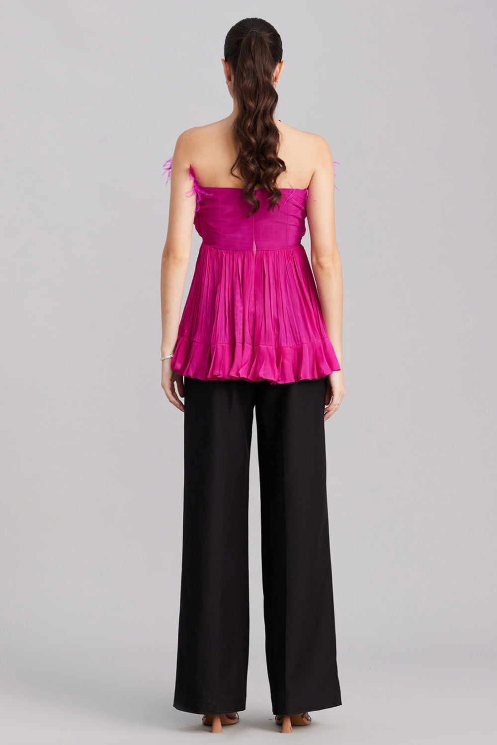 Hot Pink Pleated Feather Top