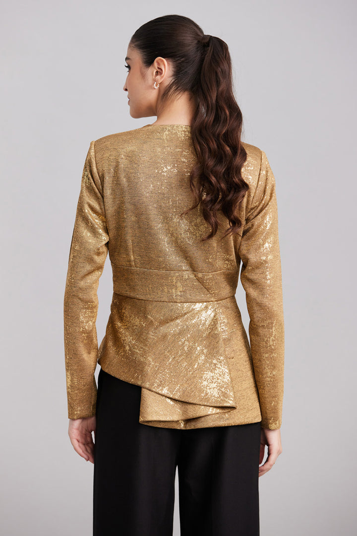 Gold Foil Peplum Top