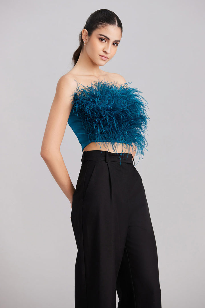 Peacock Blue Feather Top