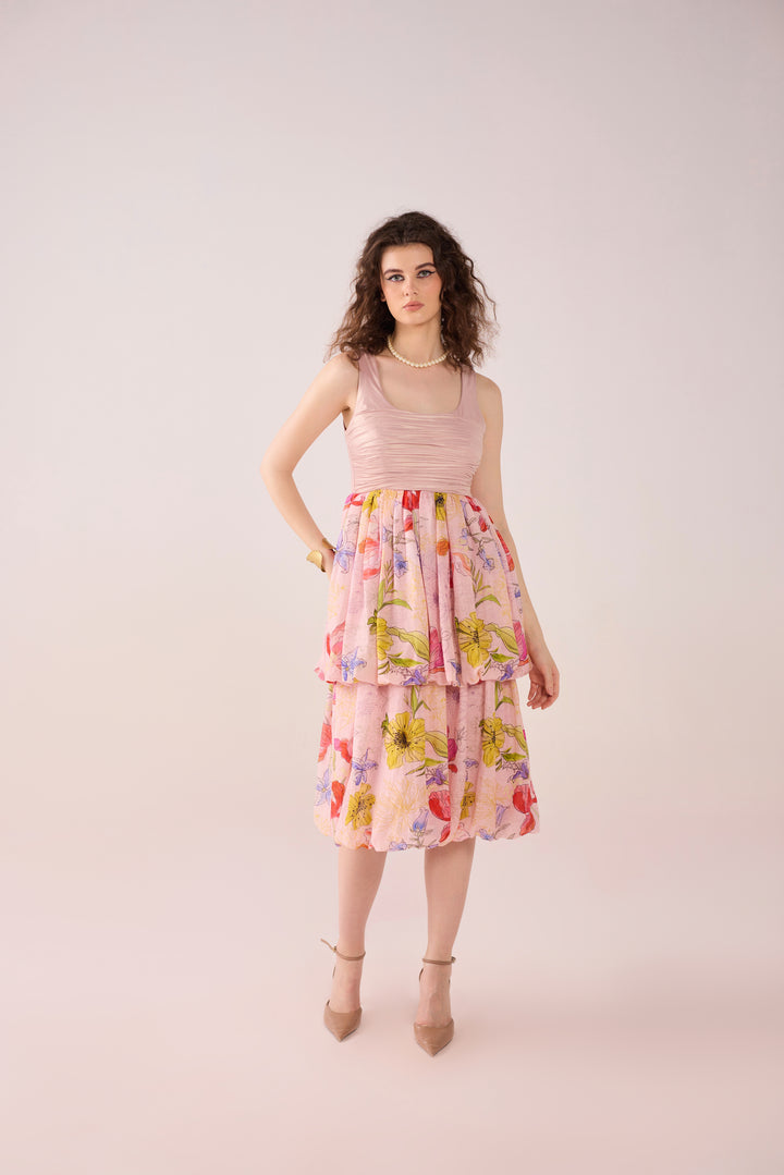 Mia printed Linen Midi