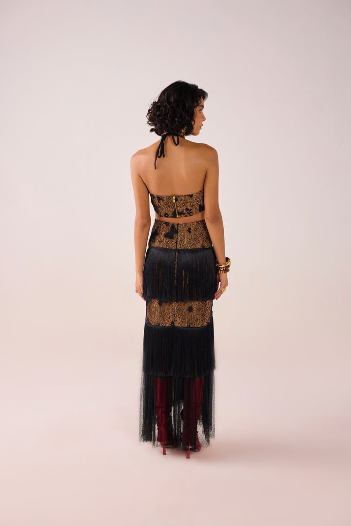 Noir Vanna Fringed Dress