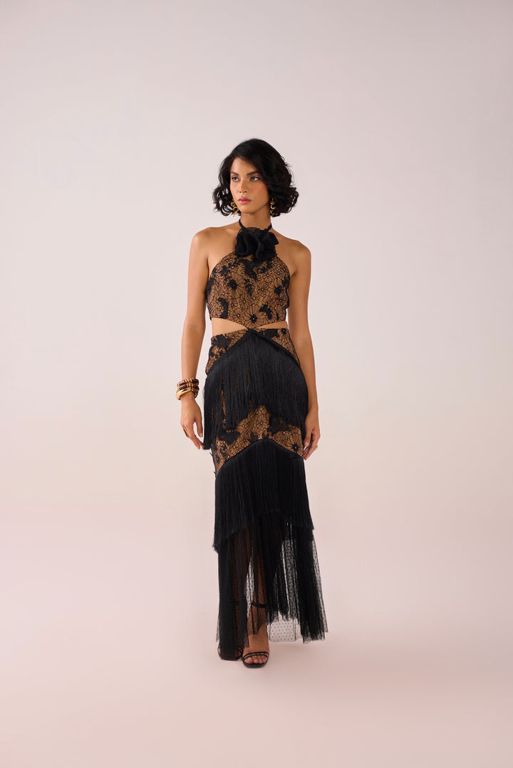 Noir Vanna Fringed Dress