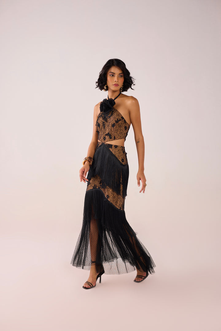 Noir Vanna Fringed Dress