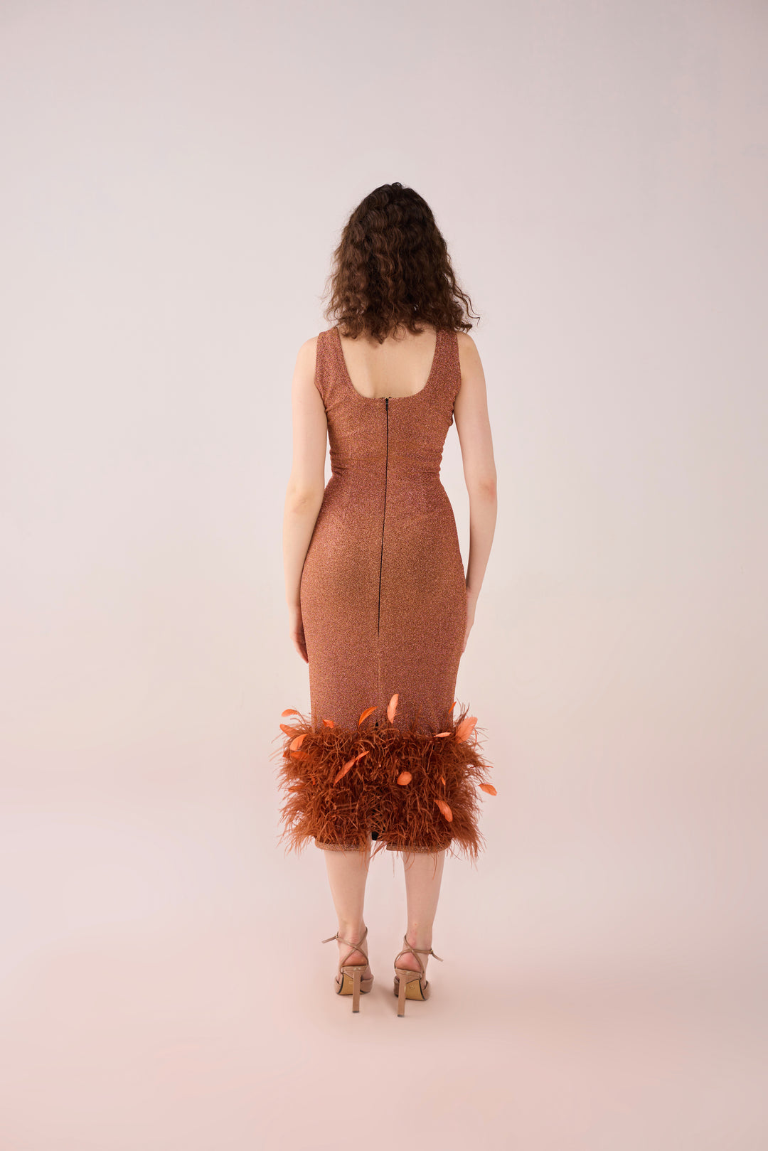 Sheen Rust Feather Midi